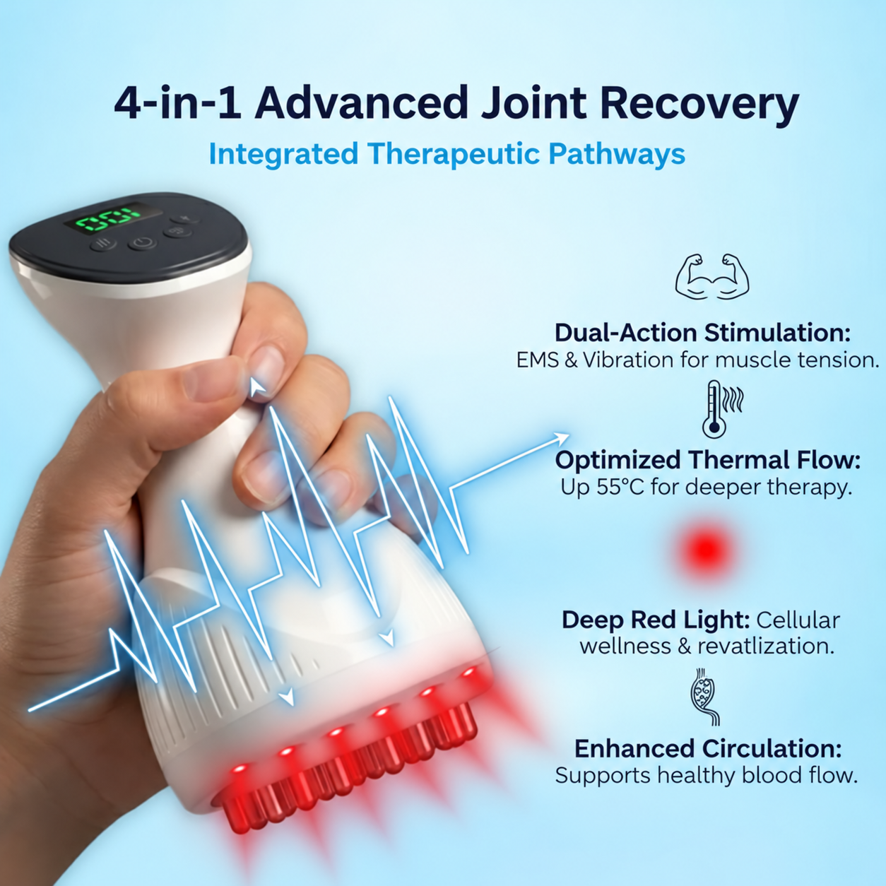 HexoLux™ Body Massager - 4-in-1 Heating, EMS & Red Light Therapy for Ultimate Relief