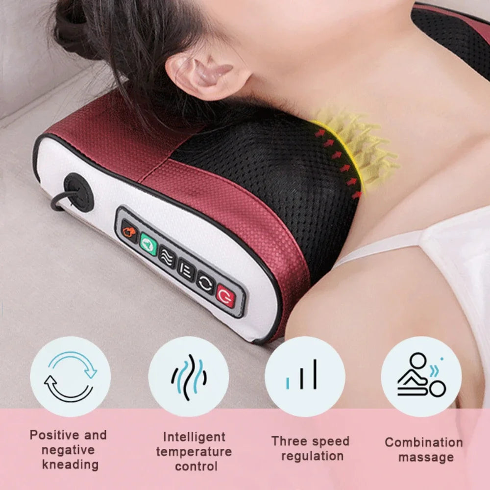 HexoEase™ Heated Massage Pillow for Neck, Back &amp; Shoulder Relief