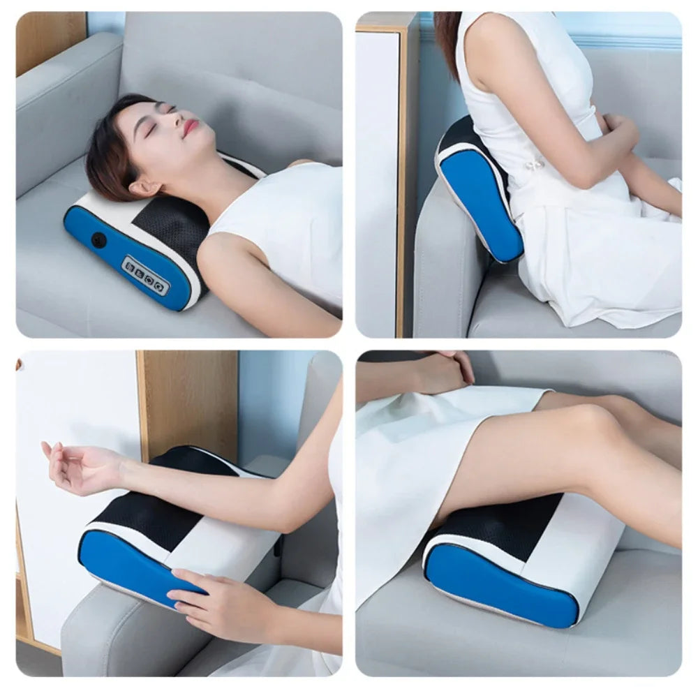 HexoEase™ Heated Massage Pillow for Neck, Back &amp; Shoulder Relief