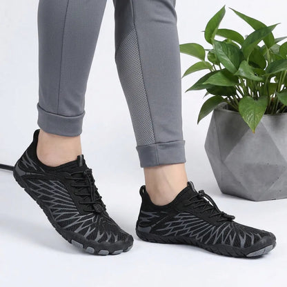HexoComfy Women's Orthopedic Walking Shoes - Black side view
