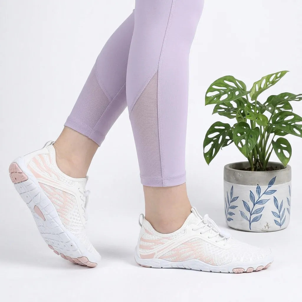 HexoComfy Women's Orthopedic Walking Shoes - White angle 2