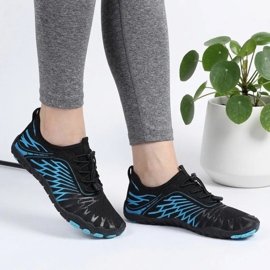 HexoComfy Women's Orthopedic Walking Shoes - Blue Black angle 2