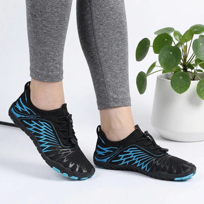 HexoComfy Women's Orthopedic Walking Shoes - Blue Black angle 2