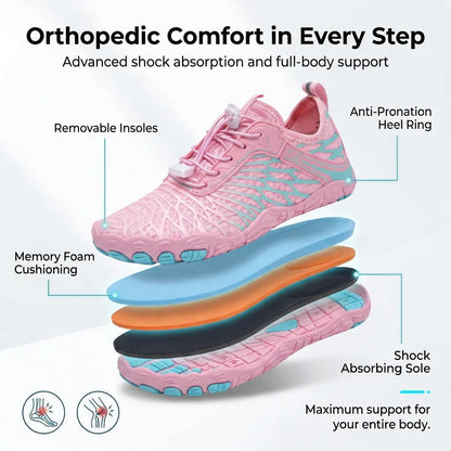 HexoComfy Women's Orthopedic Walking Shoes - Pink angle 3