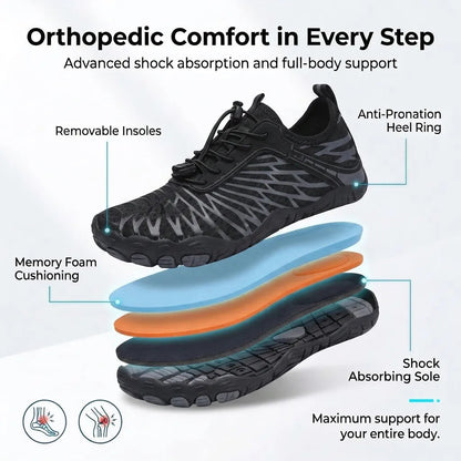 HexoComfy Women's Orthopedic Walking Shoes - Black angle 3