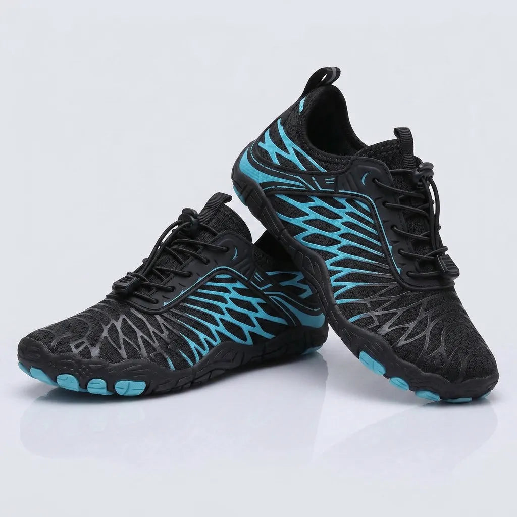 HexoComfy Women's Orthopedic Walking Shoes - Blue Black angle 4b