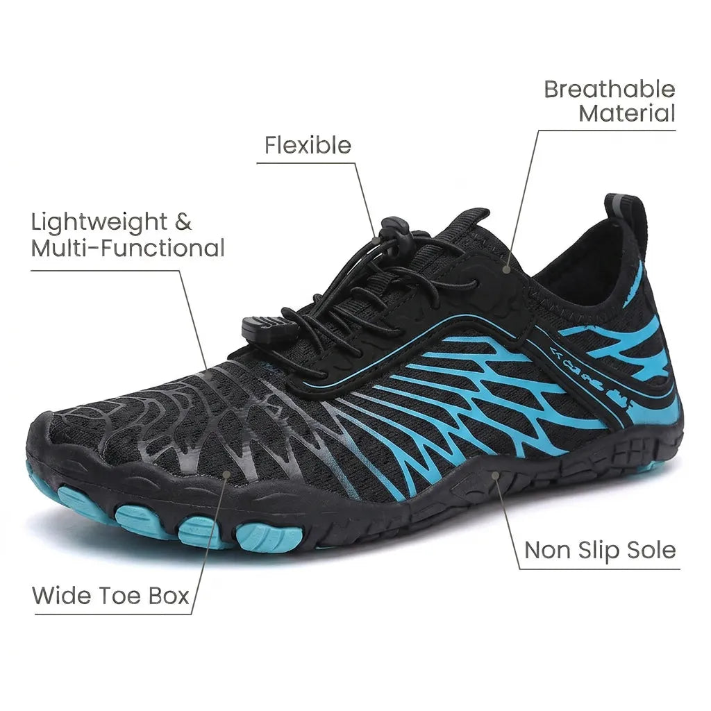 HexoComfy Women's Orthopedic Walking Shoes - Blue Black angle 4