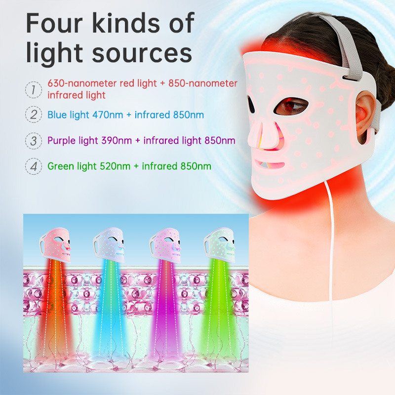 HexoGlow™ LED Light Therapy Mask for Full-Face &amp; Neck Rejuvenation with 7-Color Skincare