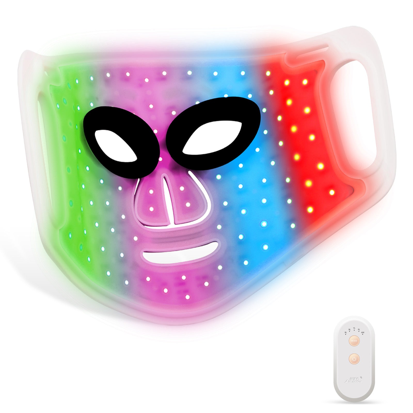 HexoGlow™ LED Light Therapy Mask for Full-Face &amp; Neck Rejuvenation with 7-Color Skincare