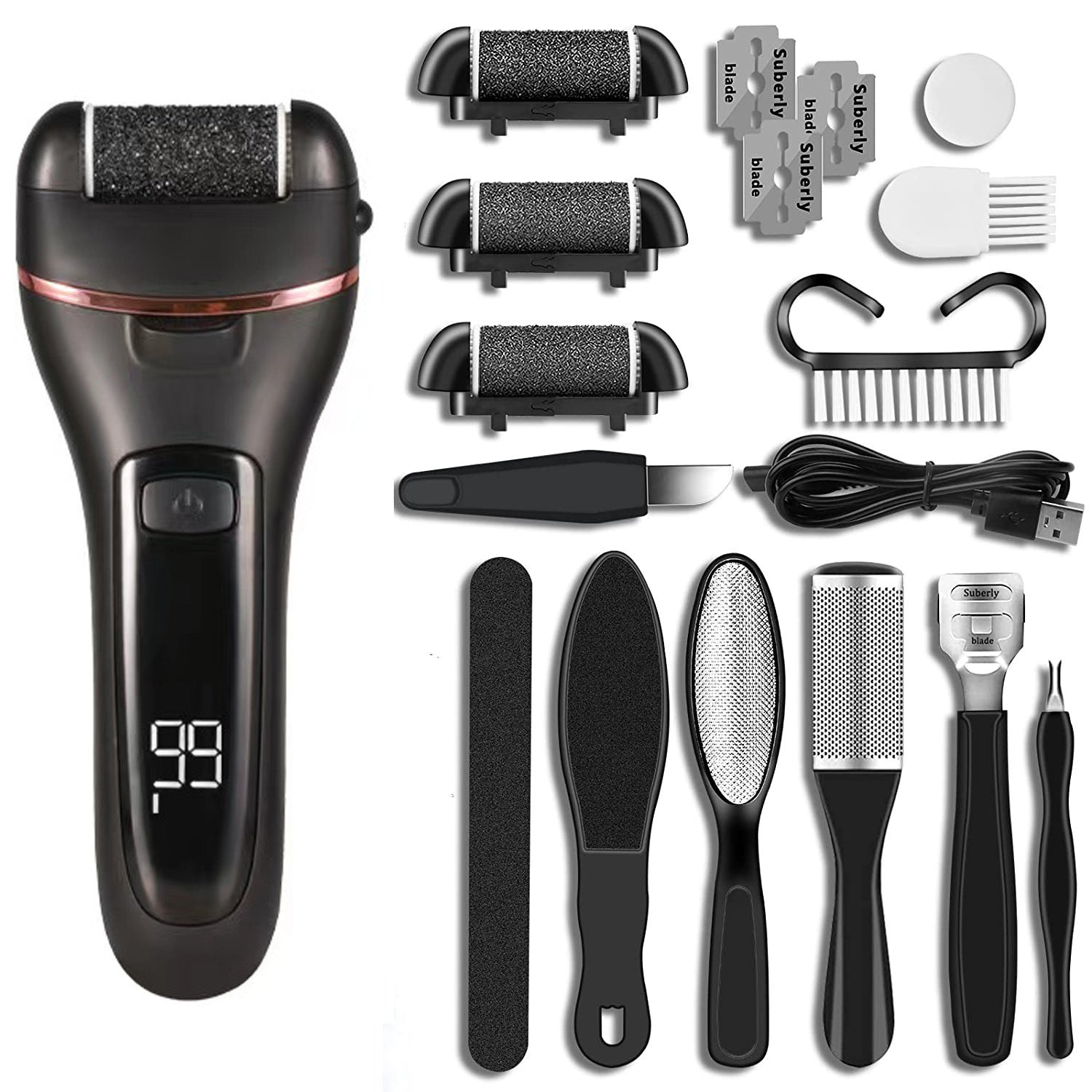 HexoSmooth™ Electric Foot Grinder &amp; 10-in-1 Pedicure Set for Dead Skin &amp; Callus Removal