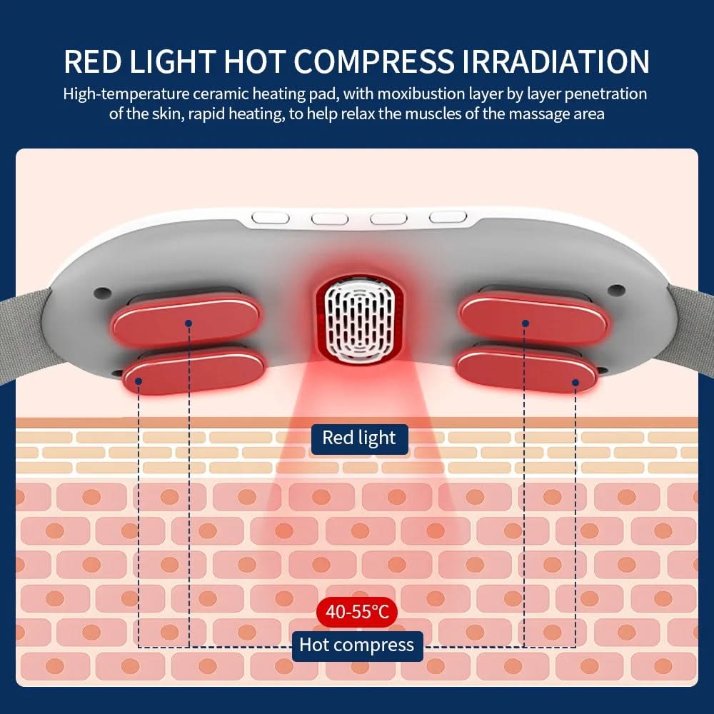 HexoRelief™ EMS Waist & Abdominal Massager with Red Light and Moxibustion Heat