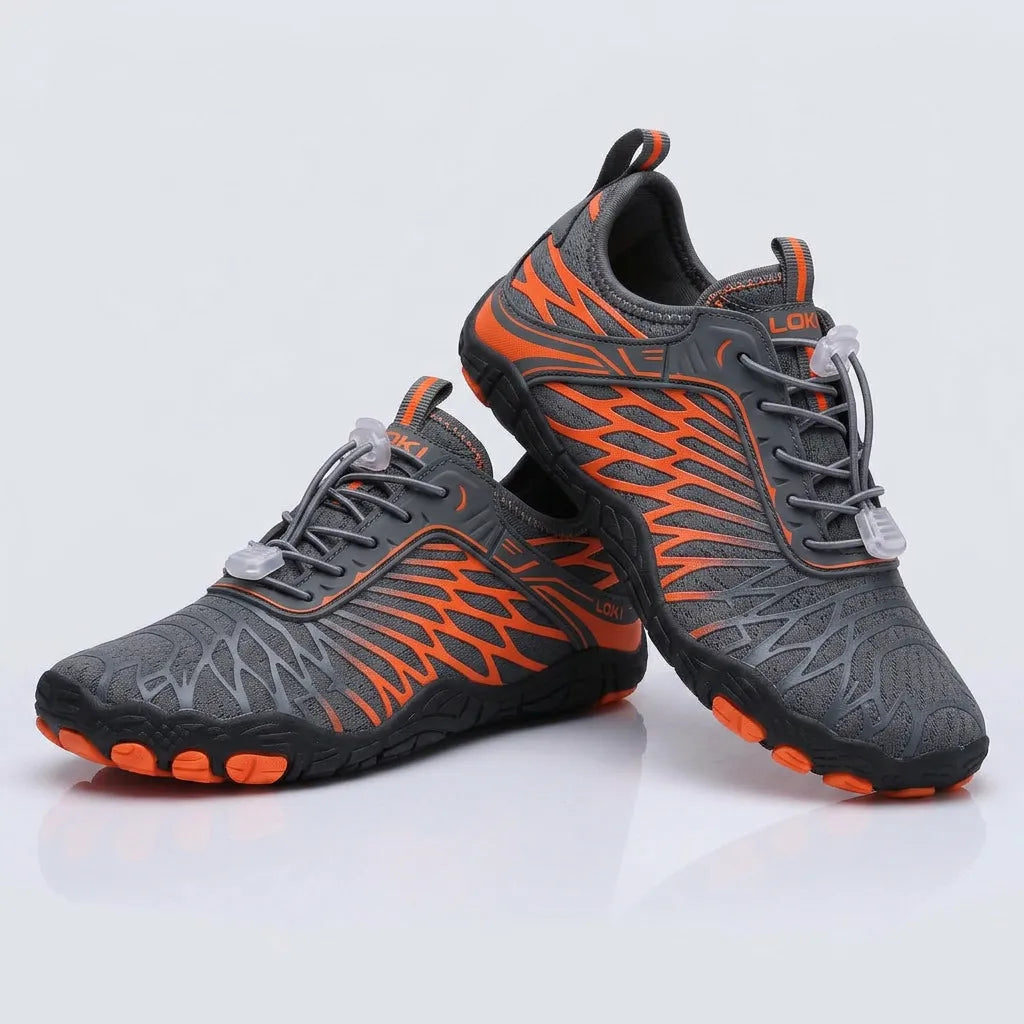 HexoComfy Women's Orthopedic Walking Shoes - Red Black angle 6