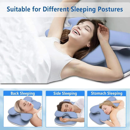 HexoNeck™ Ice Silk Memory Foam Cervical Pillow for Neck Pain Relief & Restful Sleep
