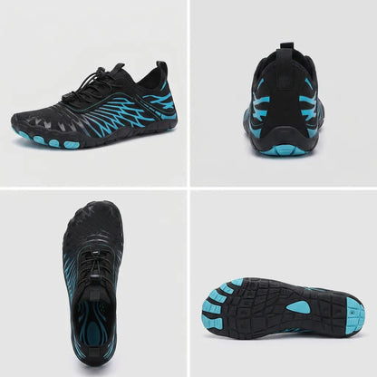 HexoComfy Women's Orthopedic Walking Shoes - Blue Black angle 6