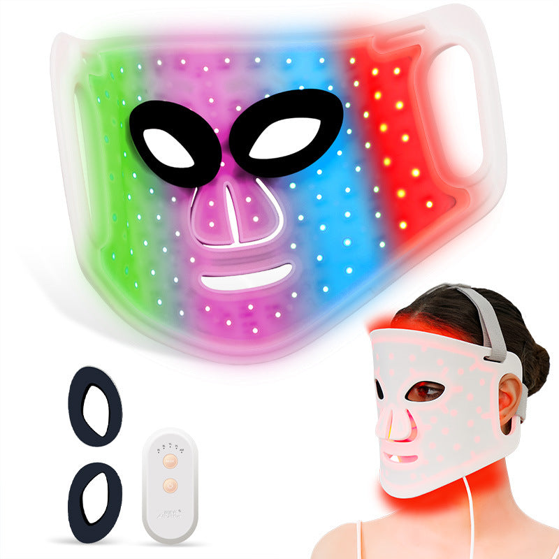 HexoGlow™ LED Light Therapy Mask for Full-Face & Neck Rejuvenation with 7-Color Skincare