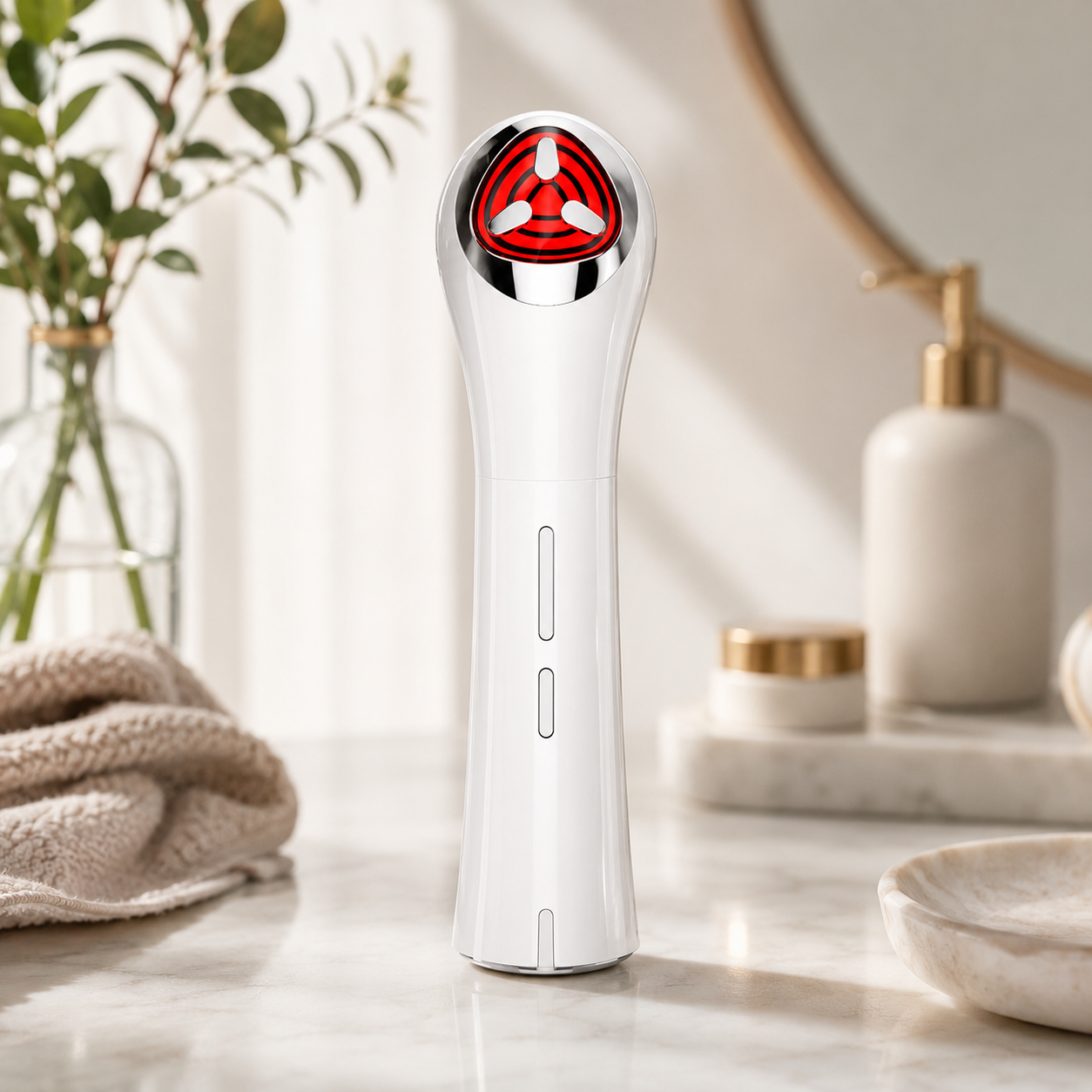 HexoLift™ Microcurrent Facial & Neck Massager – LED Light Therapy EMS Skin Toning Device