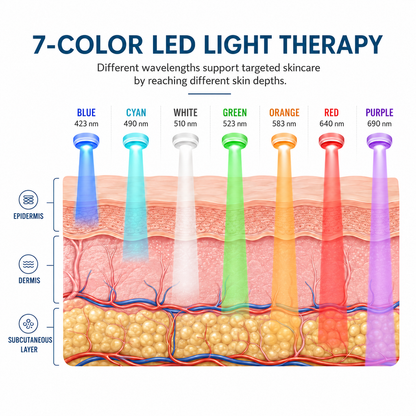 HexoGlow™ LED Photon Face & Neck Mask – 7-Color Light Therapy Skin Rejuvenation Device