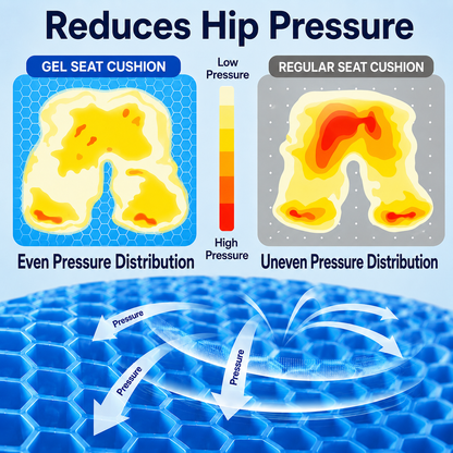 HexoCool™ Gel Seat Cushion – Honeycomb Cooling Pad for Office Chair, Car & Home Use