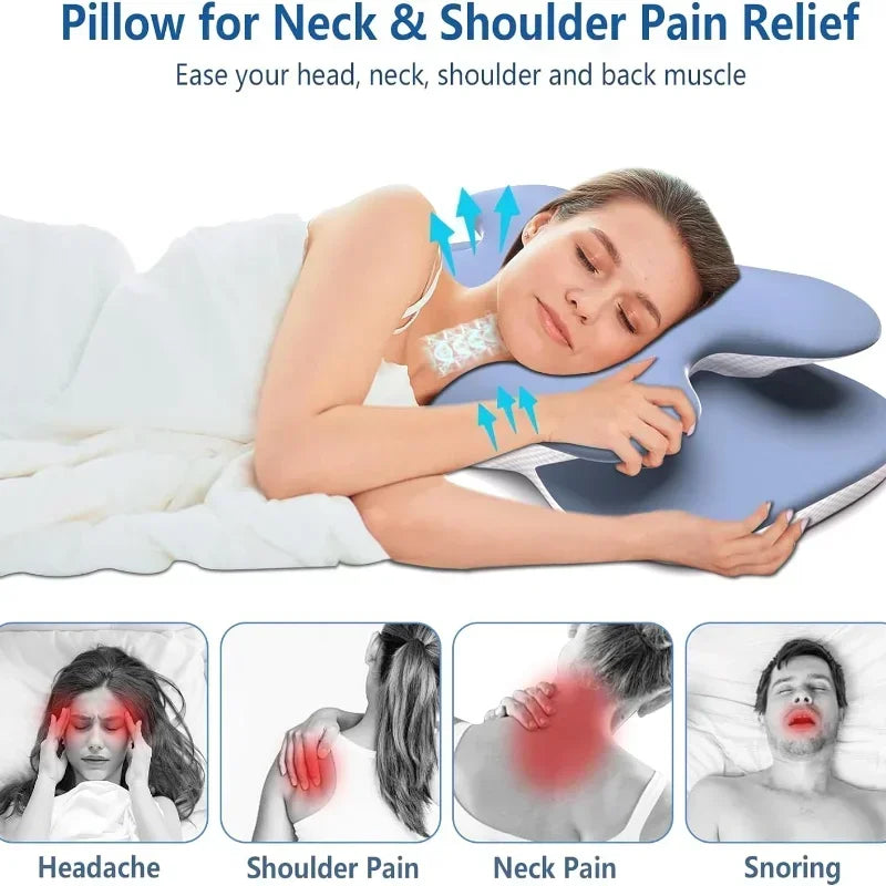 HexoNeck™ Ice Silk Memory Foam Cervical Pillow for Neck Pain Relief &amp; Restful Sleep