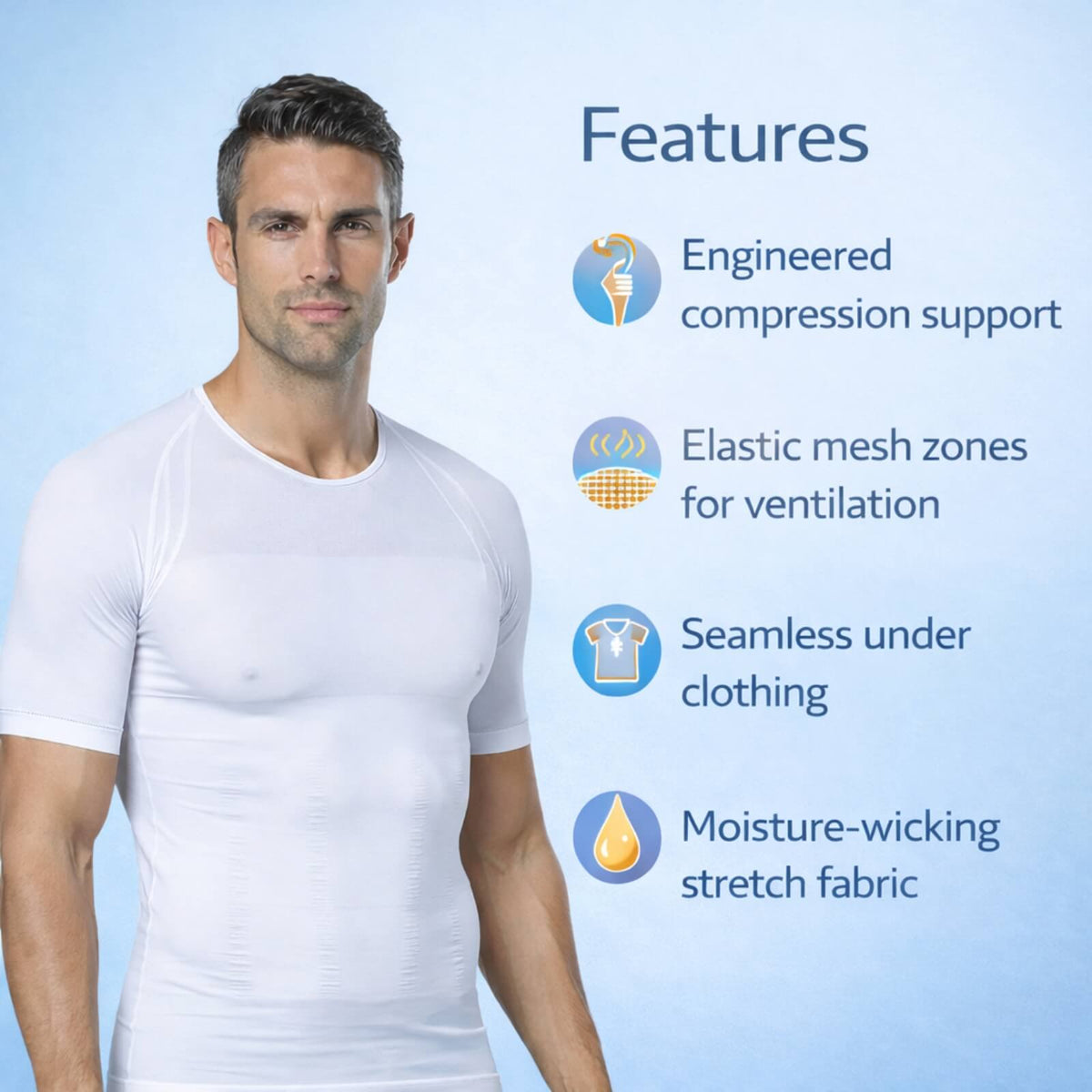FitSculpt™ Men's Tee for Sleek Silhouette and Posture Support 3