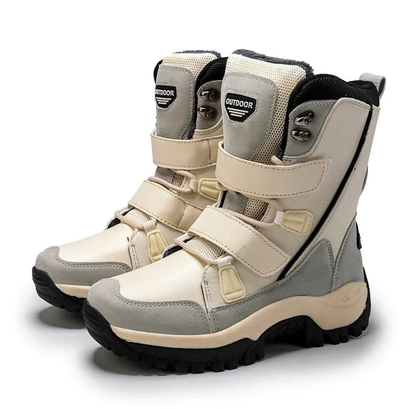 HexoComfy™ Women's Orthopedic High-Top Winter Boots in Beige – triple strap closure