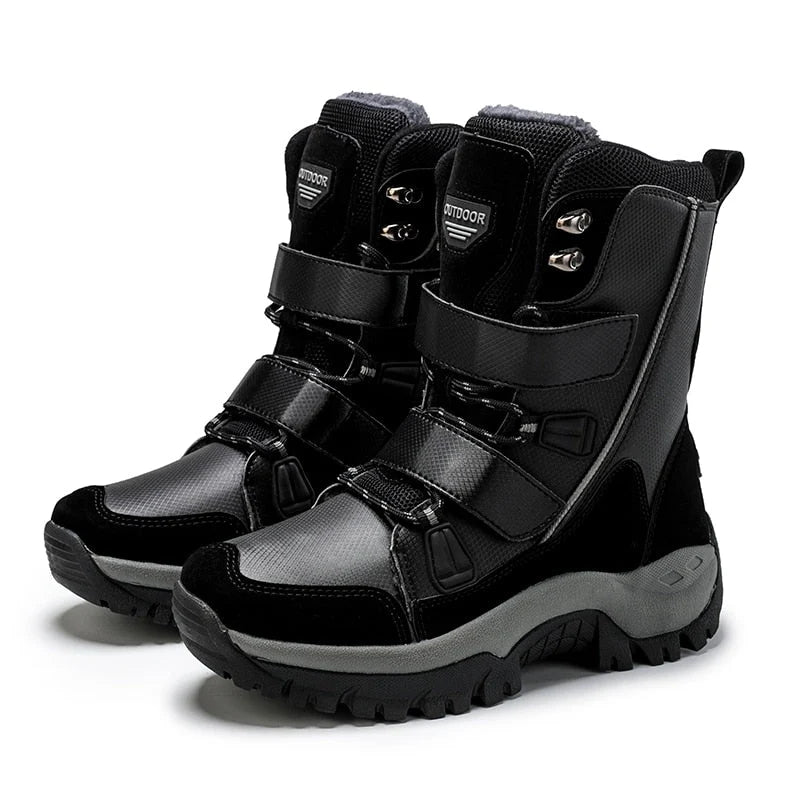 HexoComfy™ Women's Orthopedic High-Top Winter Boots in Black – triple strap closure