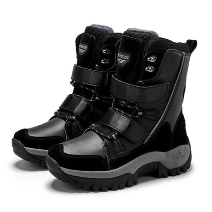 HexoComfy™ Women's Orthopedic High-Top Winter Boots in Black – triple strap closure