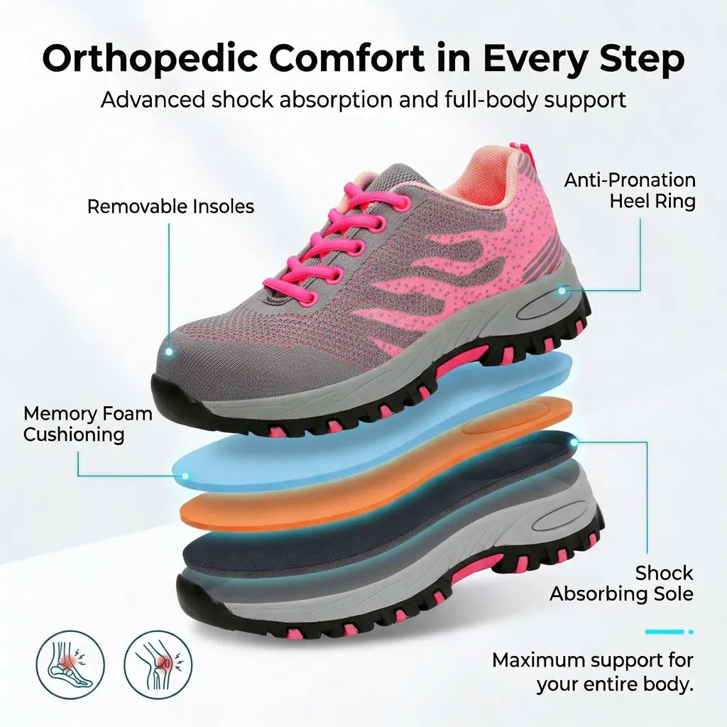 HexoComfy™ Women's Steel Toe Orthopedic Shoes with Slip-Resistant Outsole 2