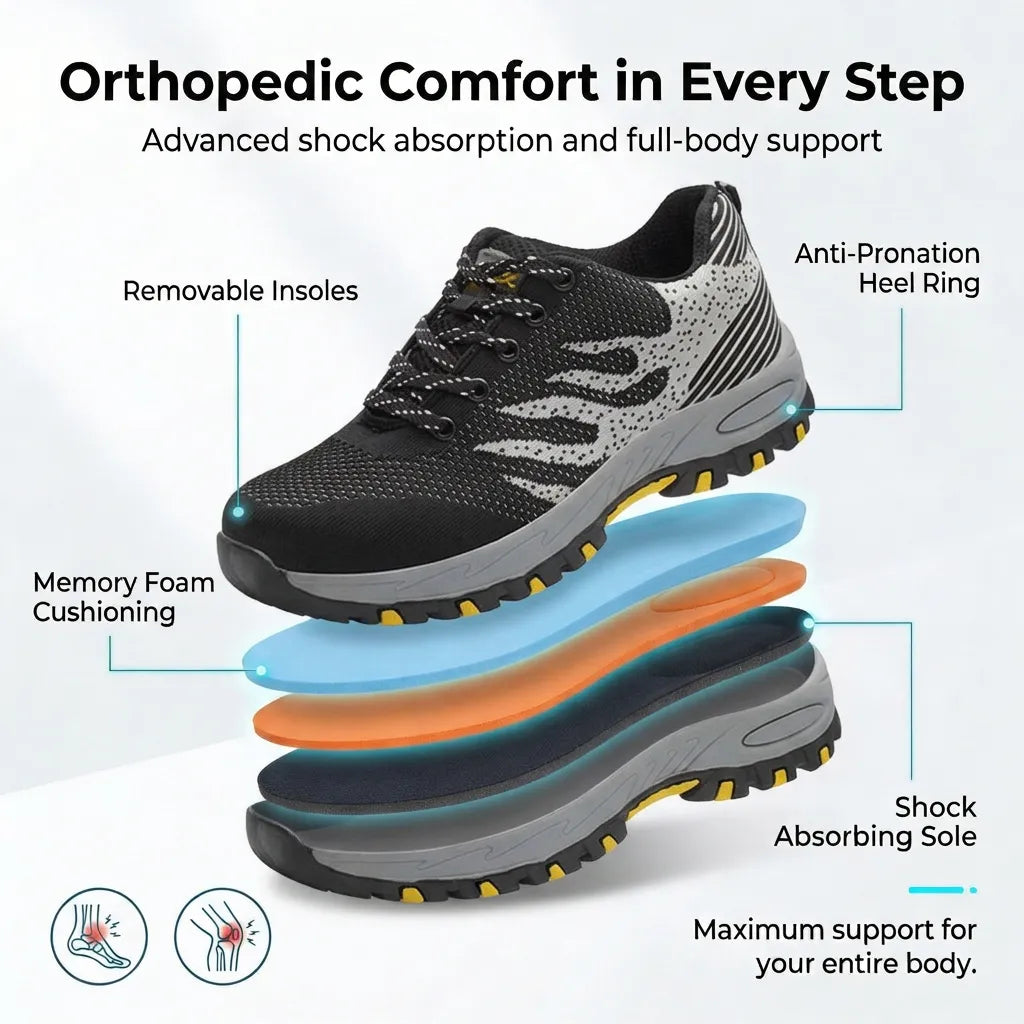HexoComfy™ Women's Steel Toe Orthopedic Shoes with Slip-Resistant Outsole 8