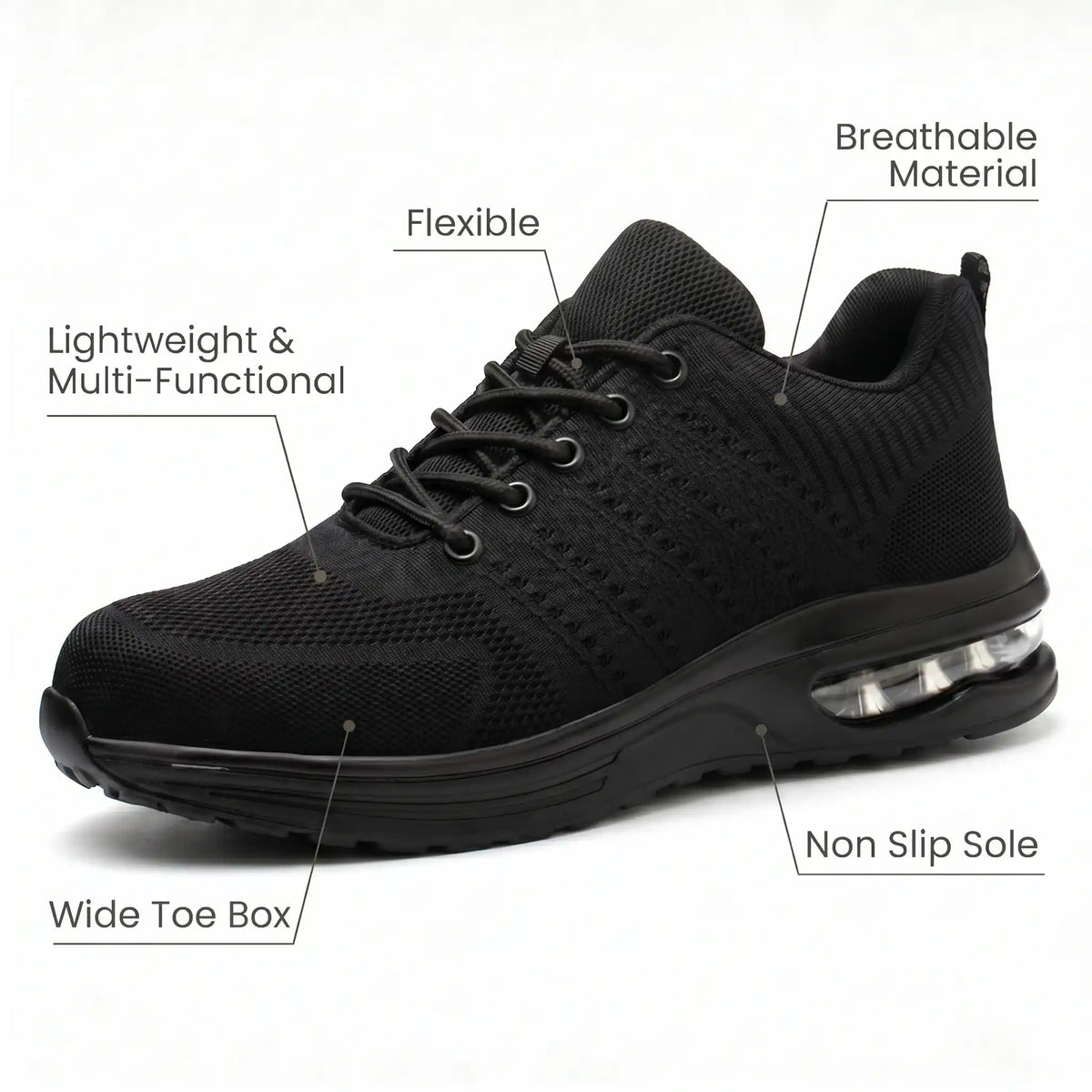HexoComfy™ Women's Steel Toe Orthopedic Work Shoes with Wide Toe Box & Arch Support 2