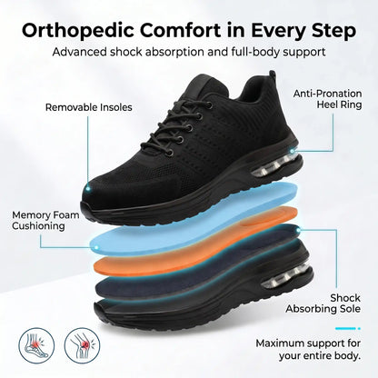 HexoComfy™ Women's Steel Toe Orthopedic Work Shoes with Wide Toe Box & Arch Support 4