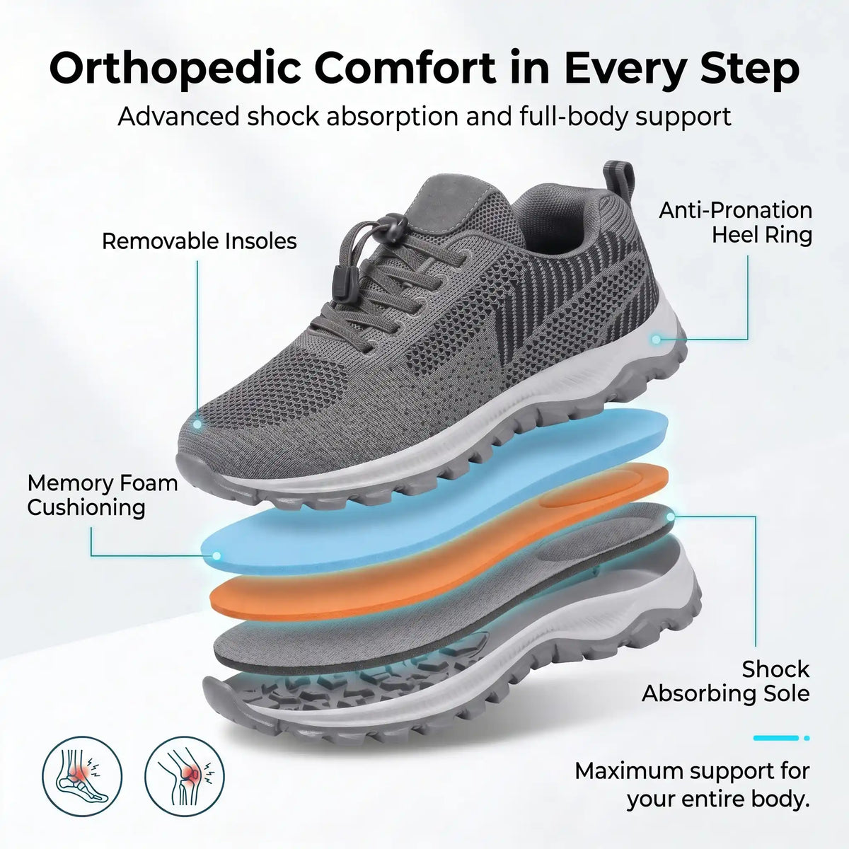 HexoComfy™ Women's Hands-Free Orthopedic Shoes with Collapsible Heel 4
