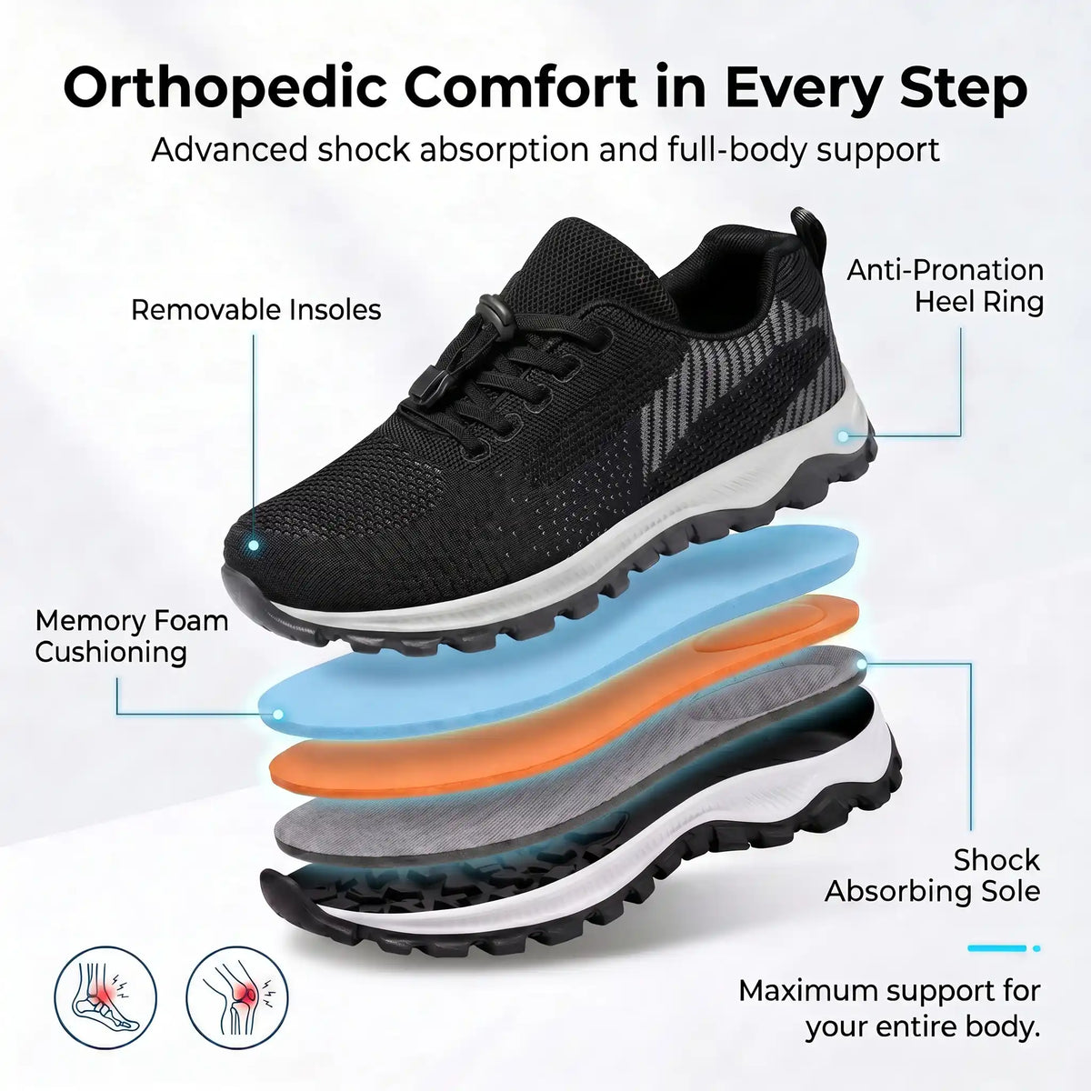HexoComfy™ Women's Hands-Free Orthopedic Shoes with Collapsible Heel 8