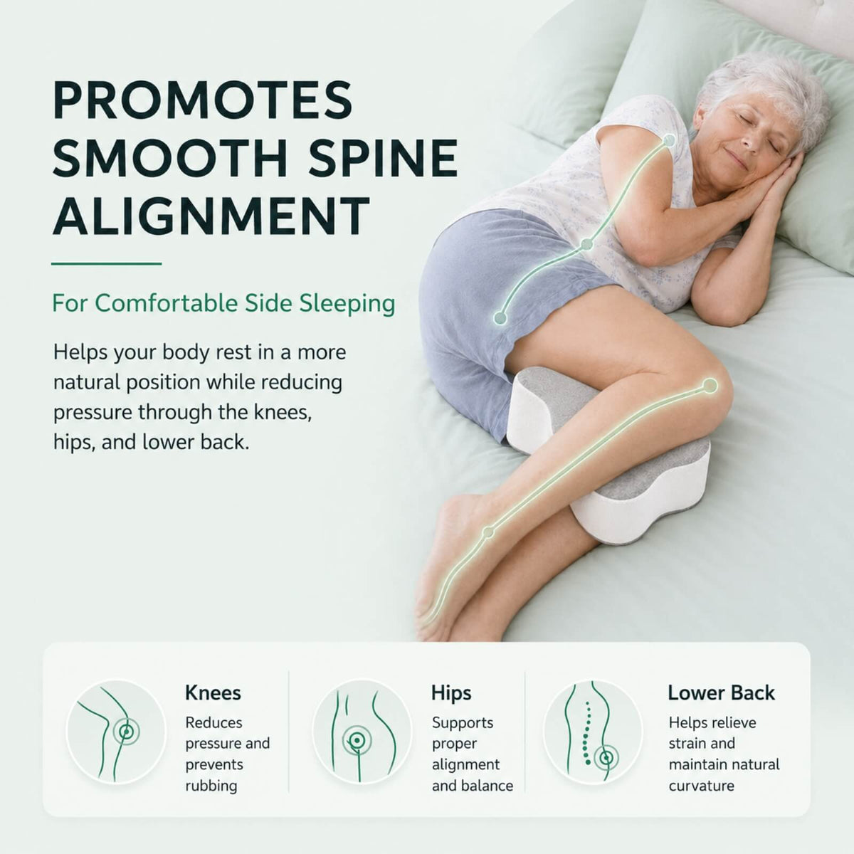 SnoozeAlign™ Knee Pillow for Side Sleepers - Comfort and Alignment Support 2