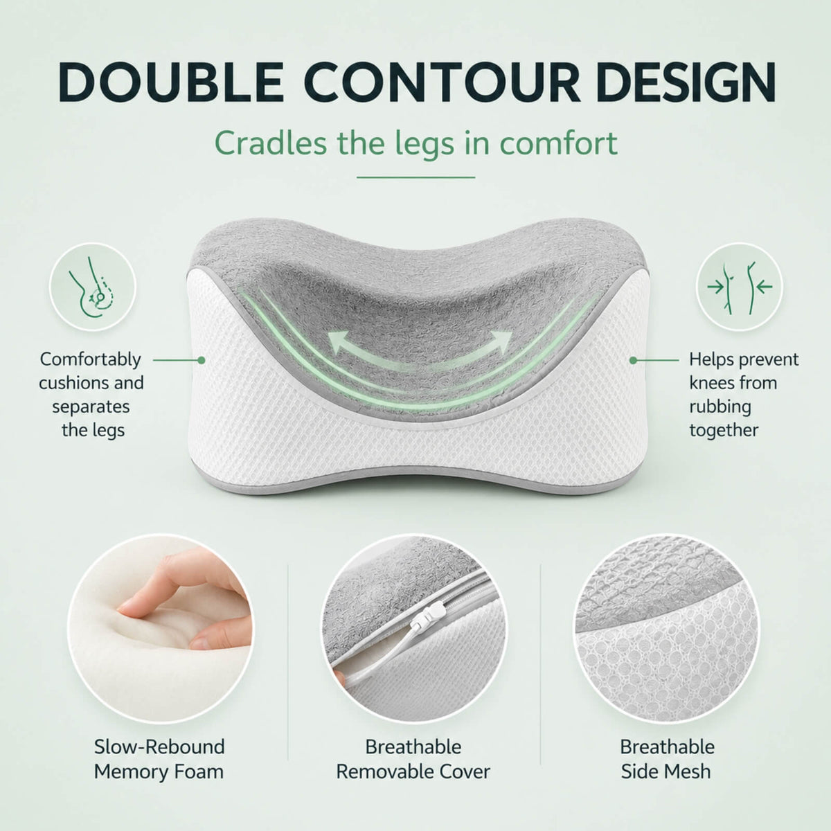SnoozeAlign™ Knee Pillow for Side Sleepers - Comfort and Alignment Support 3