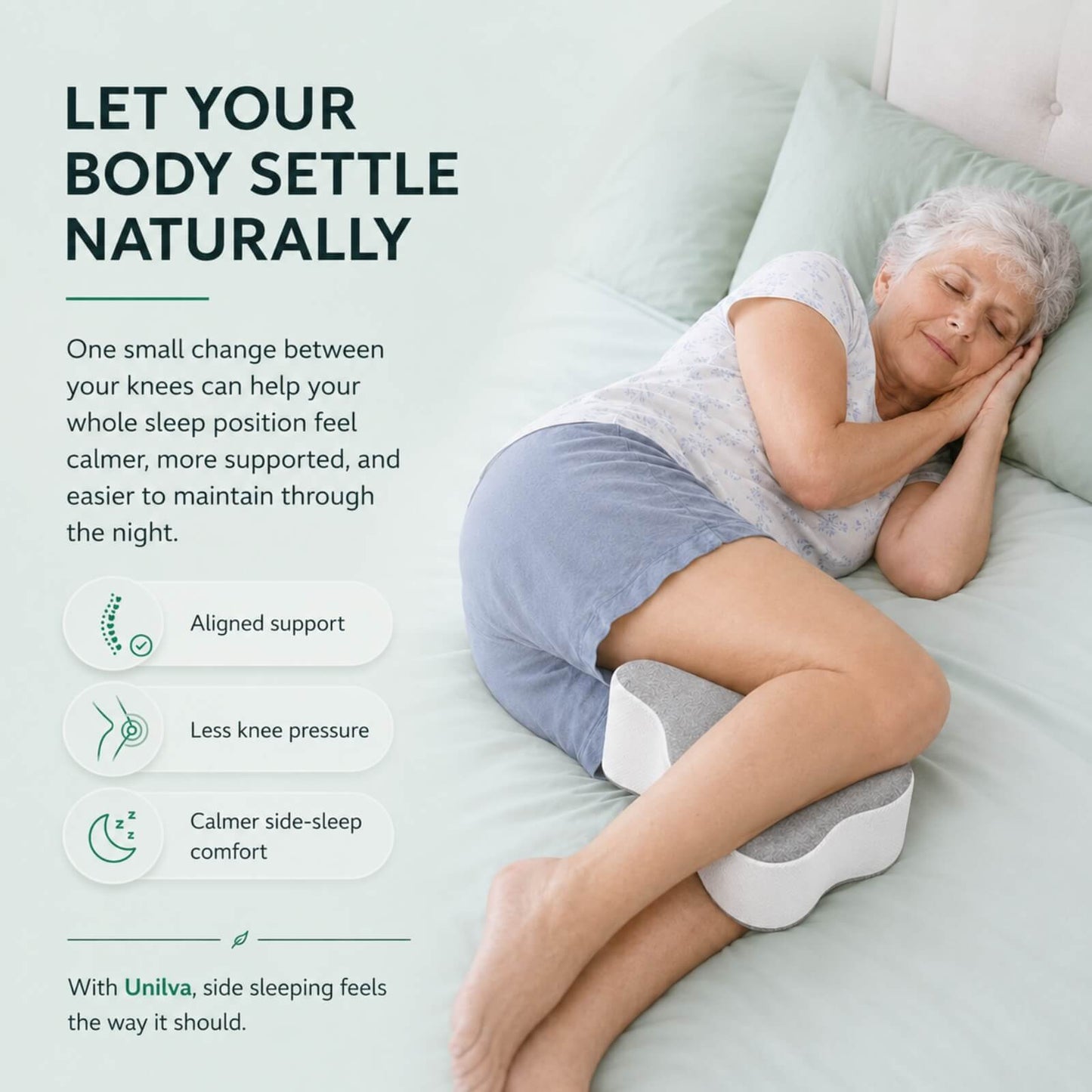 SnoozeAlign™ Knee Pillow for Side Sleepers - Comfort and Alignment Support 7