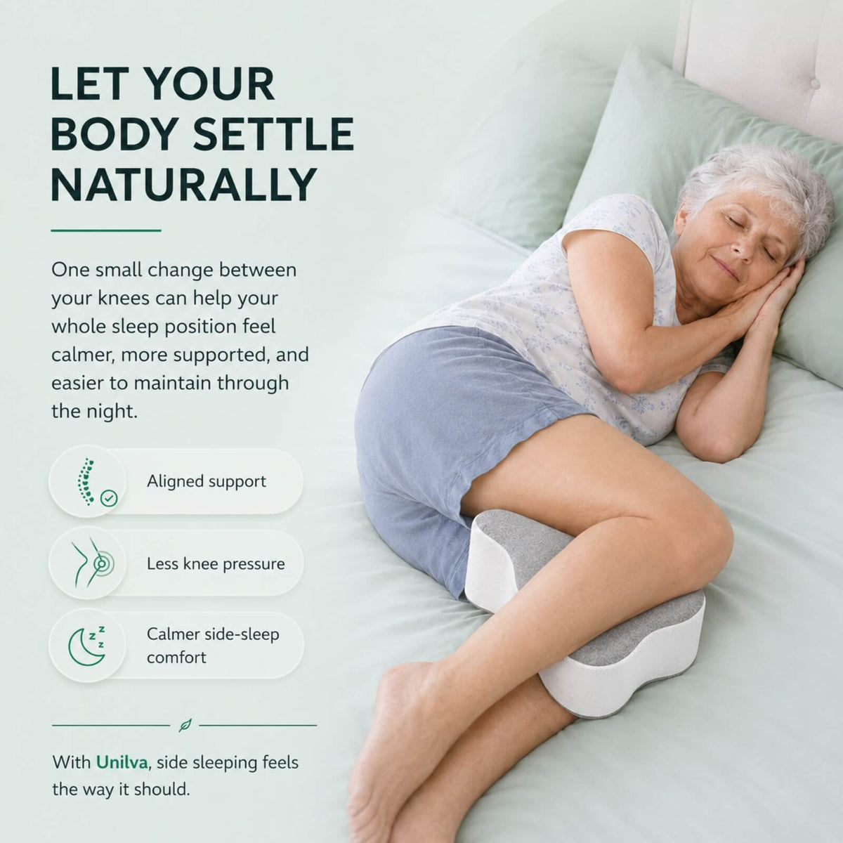SnoozeAlign™ Knee Pillow for Side Sleepers - Comfort and Alignment Support 7