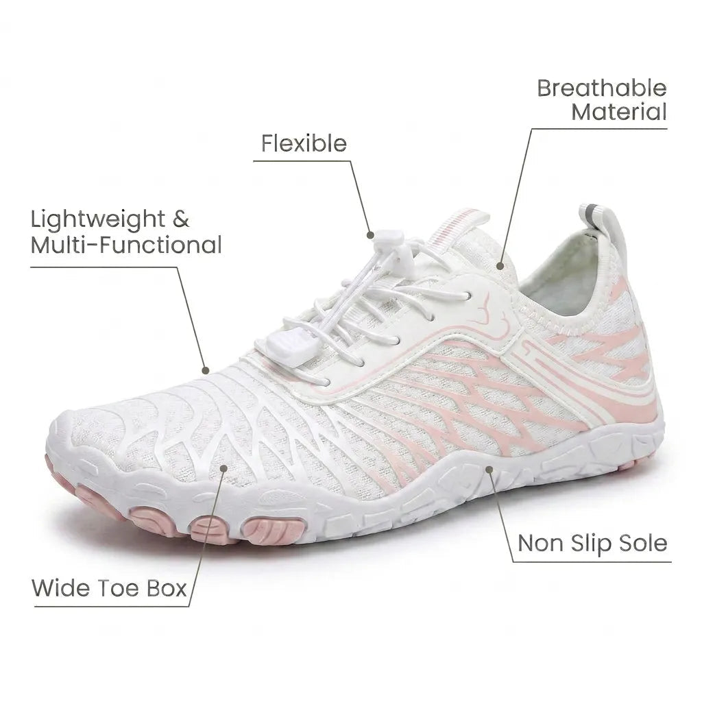 HexoComfy Women's Orthopedic Walking Shoes - White lifestyle