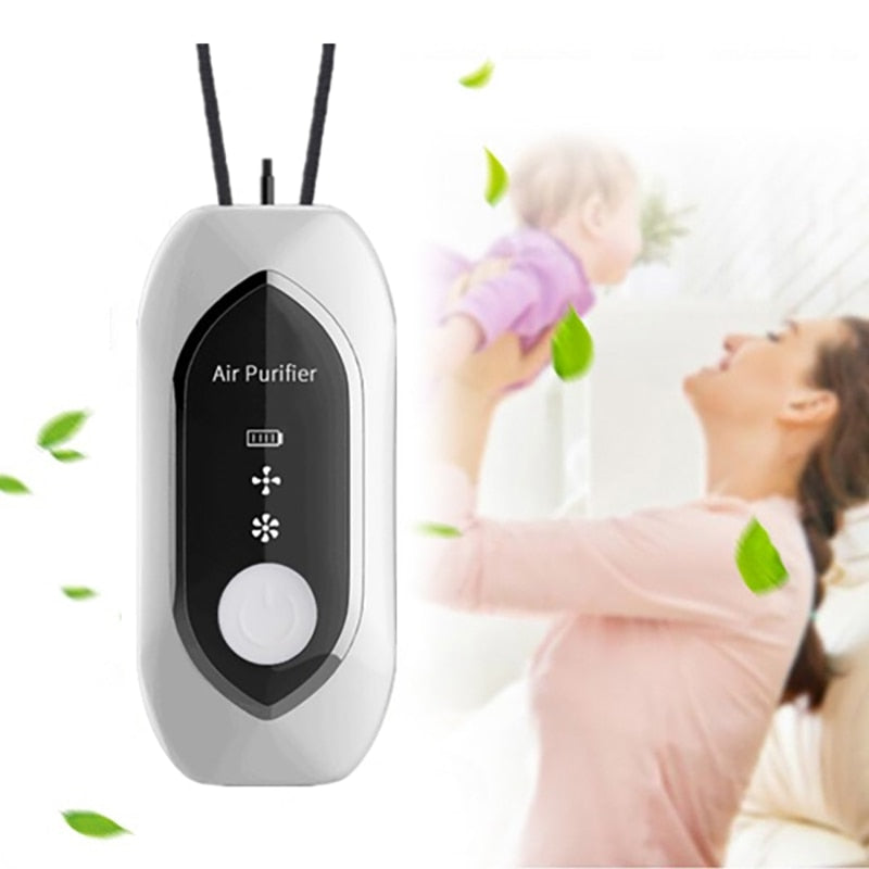 K7 Mini Air Purifier Necklace Negative Ion Generator Personal Air Freshener  - White Wholesale | TVCMALL